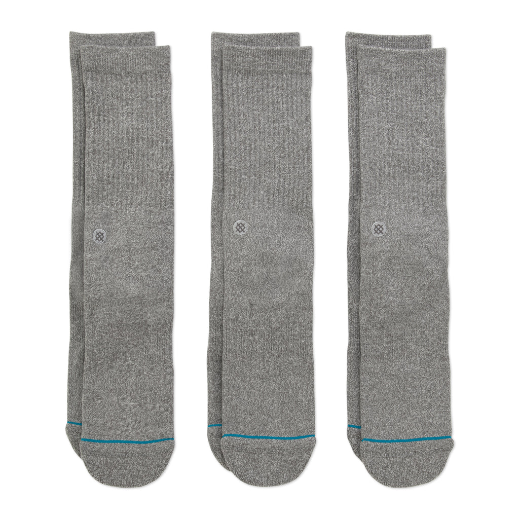 Stance mens Icon Solid Color Cotton Crew Socks, White - 3-PACK