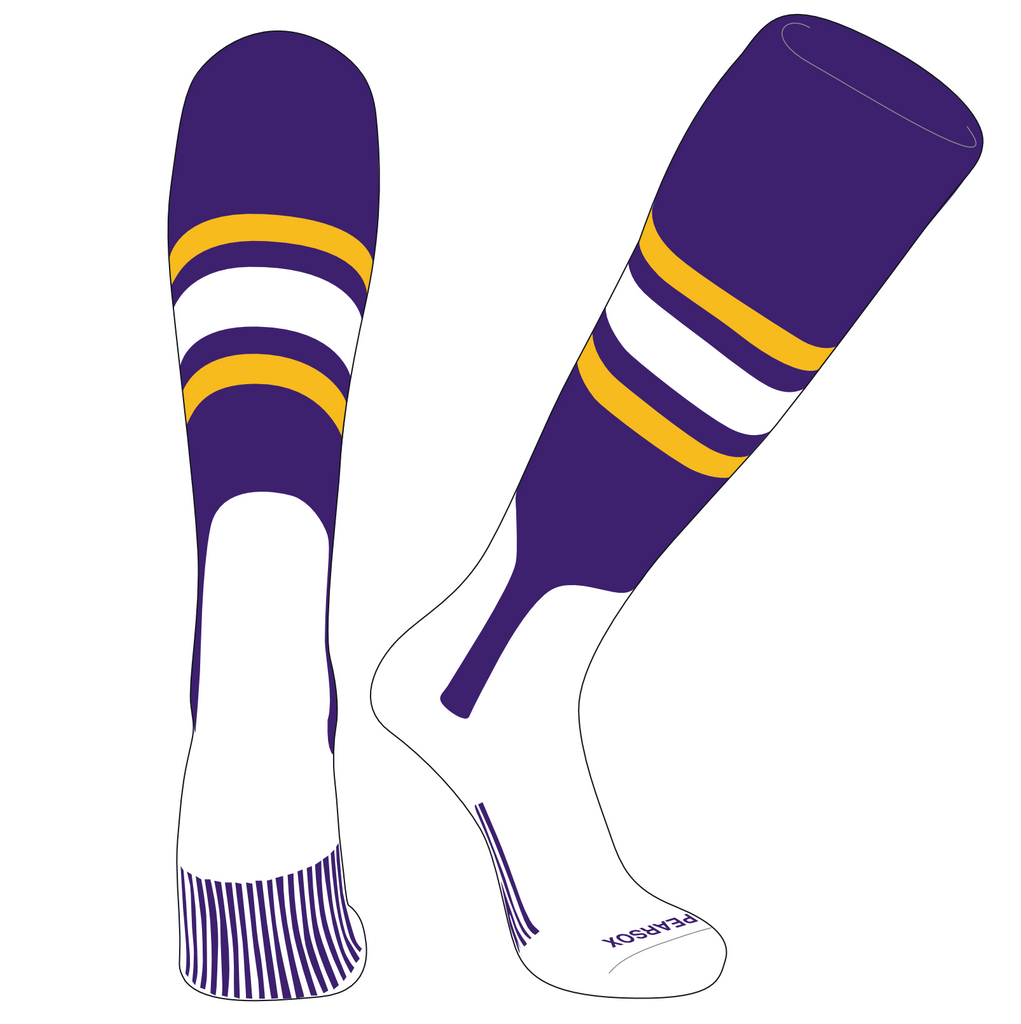 OTC Baseball Softball Stirrup Socks (C, 7in) Purple, Orange, White