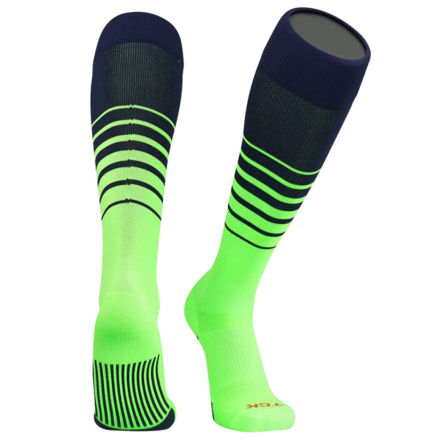 TCK Elite Breaker Fade Lines Knee High Socks Neon Green Navy