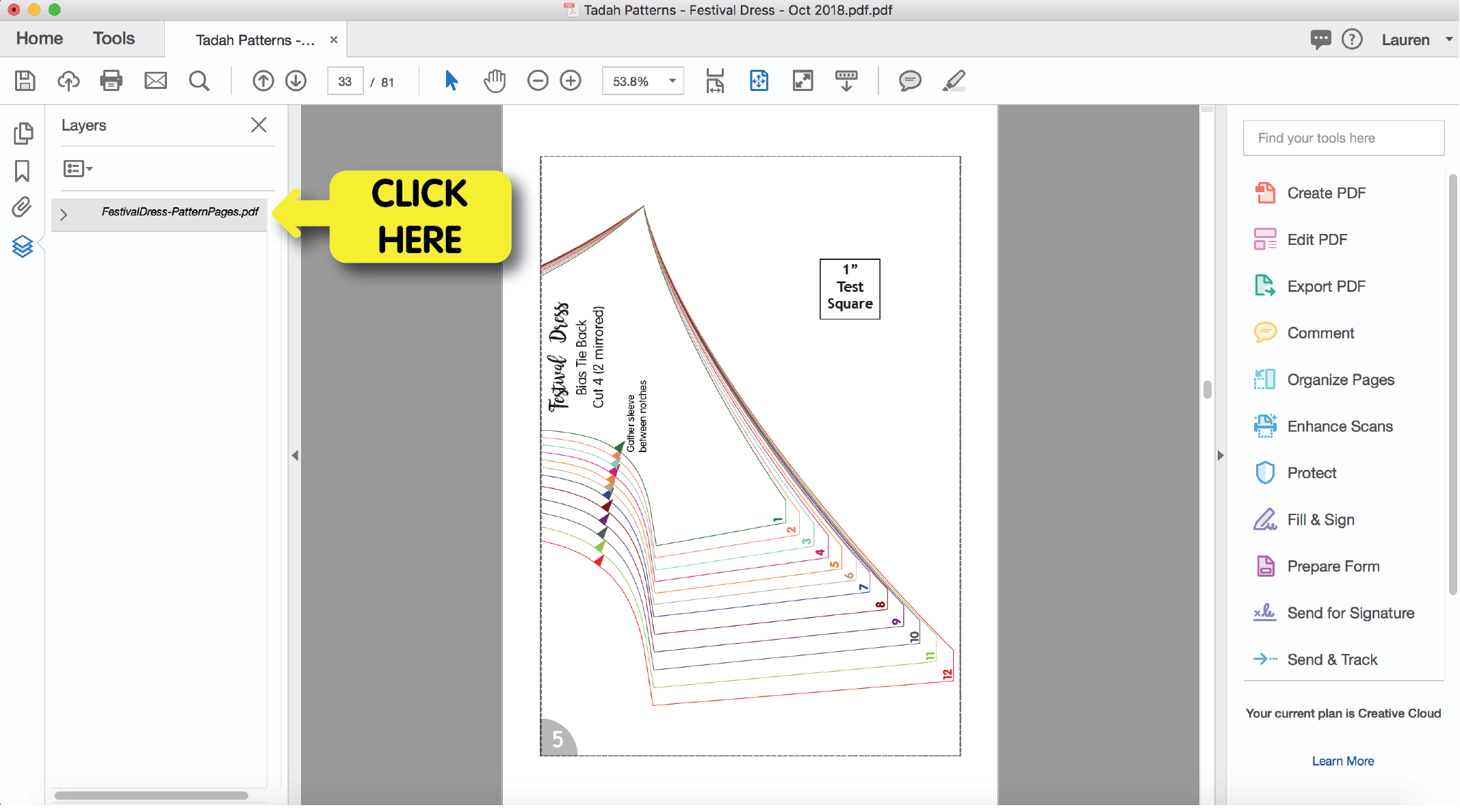 HOW TO: Print a PDF Pattern Using Layers - Tadah Patterns + Sewing