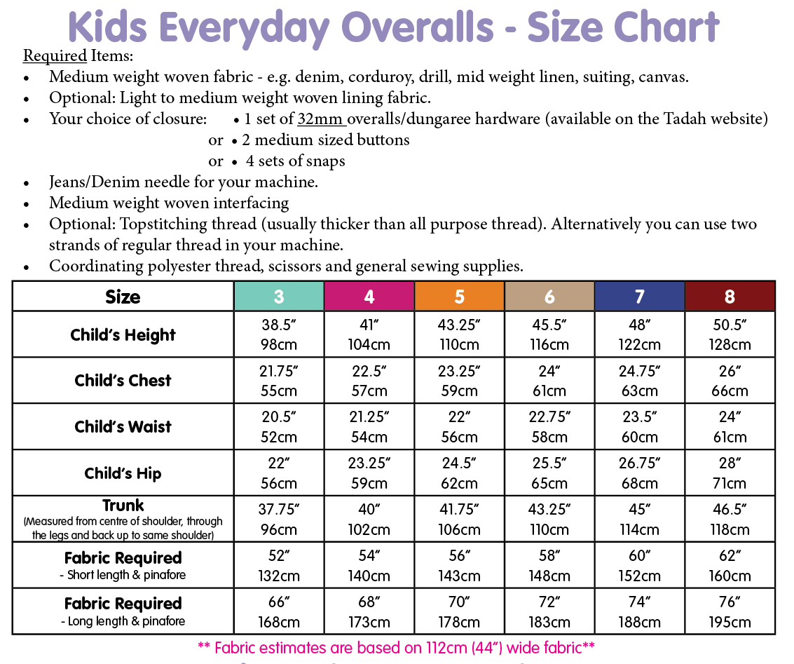 Kids Everyday Overalls Sewing Pattern - Tadah Patterns + Sewing