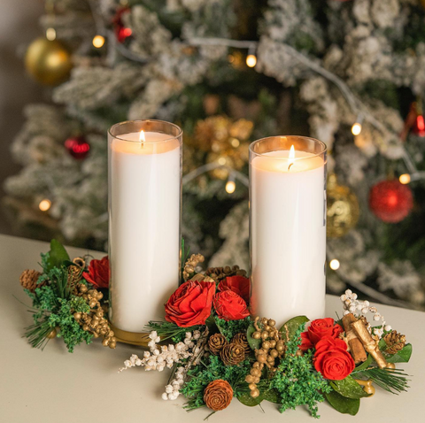 Christmas candles and candle holders