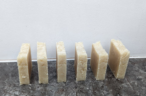 Finished bars of hot process coconut milk soap