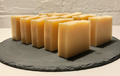 Finished bars of soap made with our beeswax soap recipe