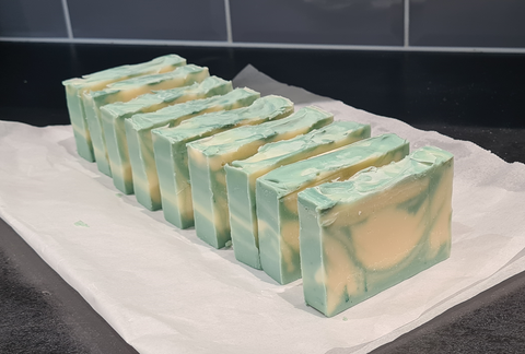 Finished bars of organic soap
