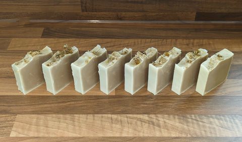 Finished bars of chamomile soap