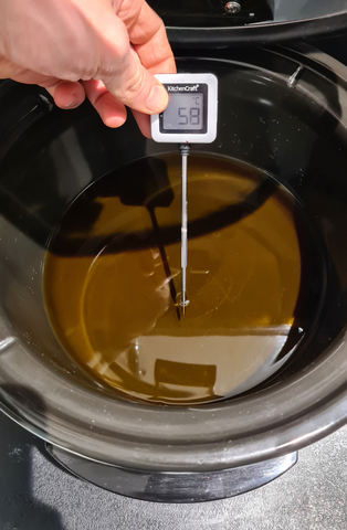Heating olive oil for hot process soap