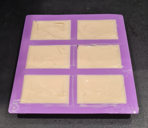 Shea butter soap setting in a mould
