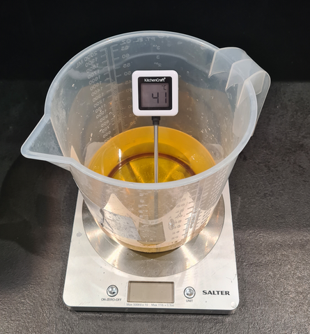 Testing oil temperatures for soap making