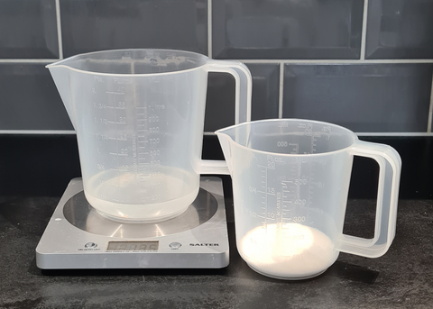 Weighing sodium hydroxide for shea butter soap