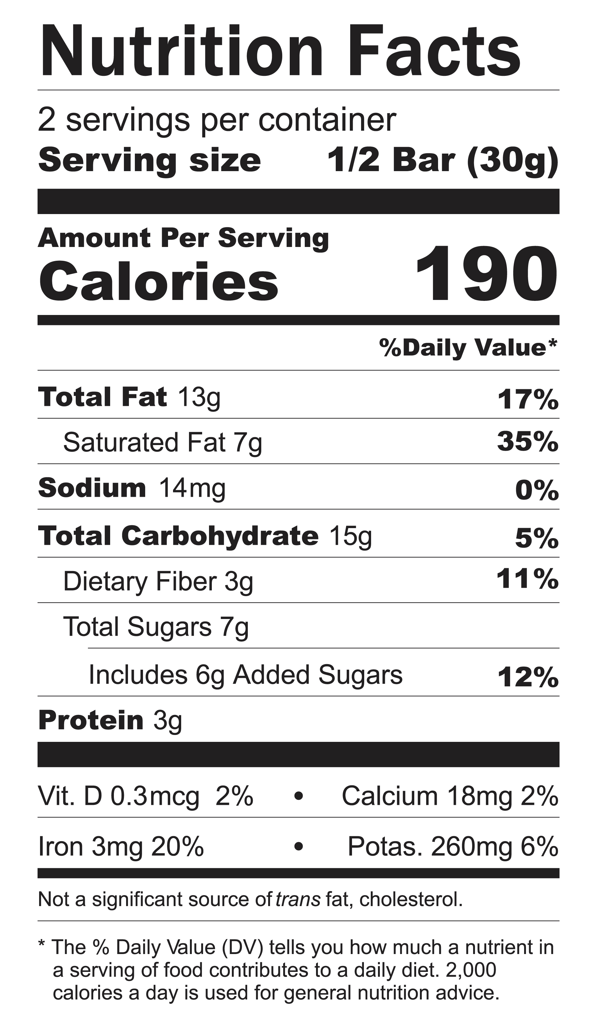 Nutrition label