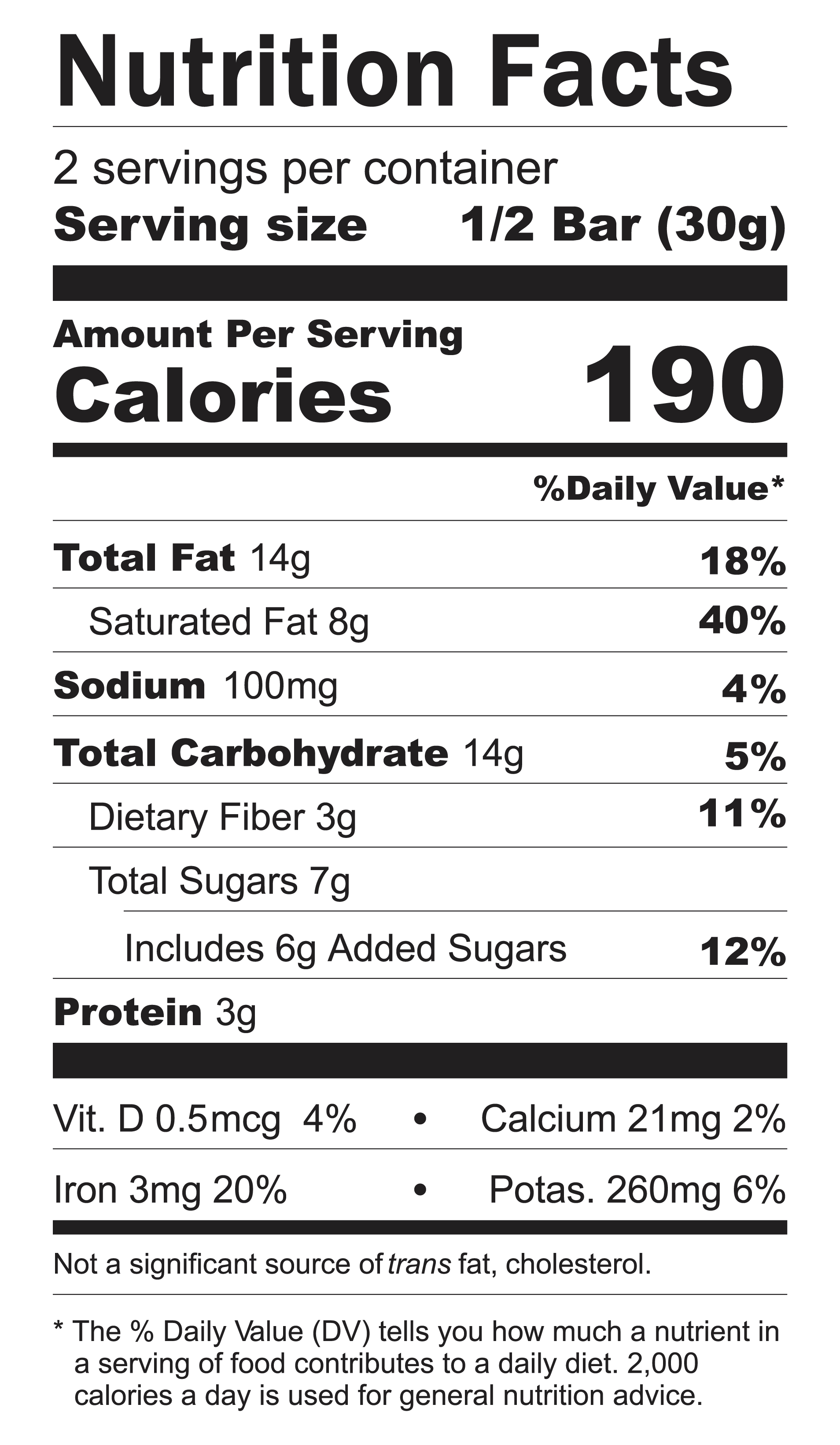 Nutrition label