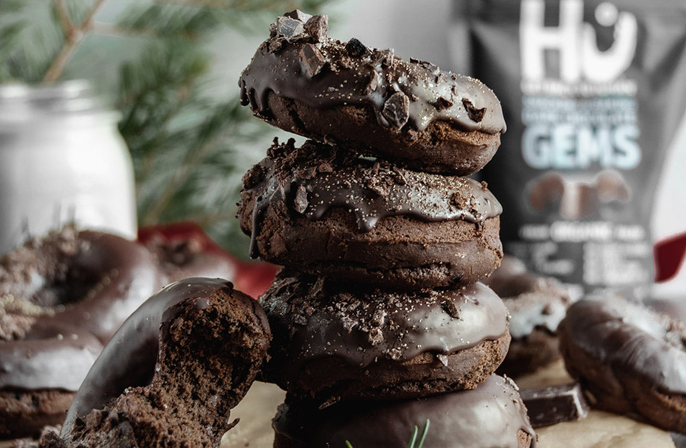 HU DARK CHOCOLATE PALEO PEPPERMINT MOCHA DONUTS