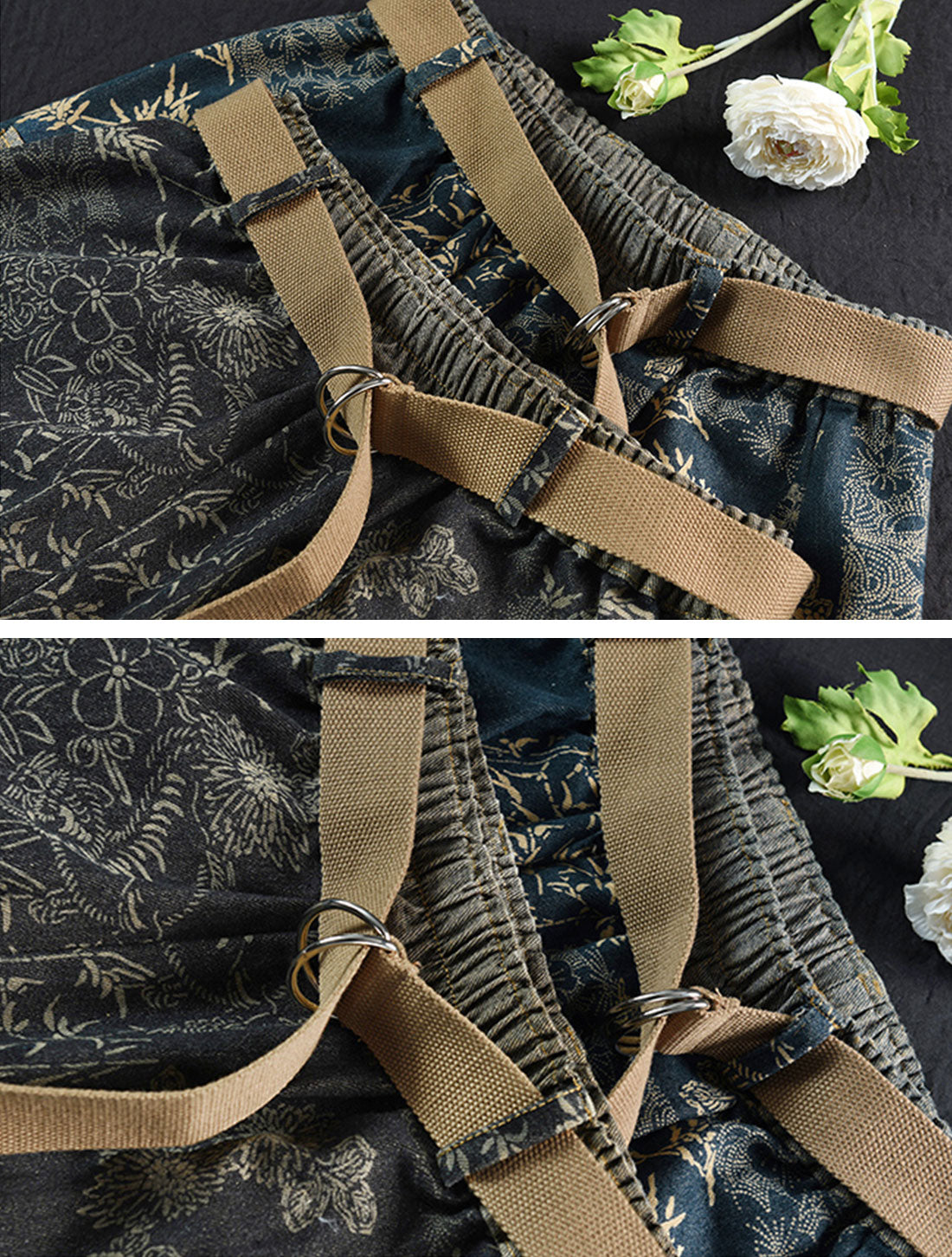 Floral Printing Denim Skirt Details 1