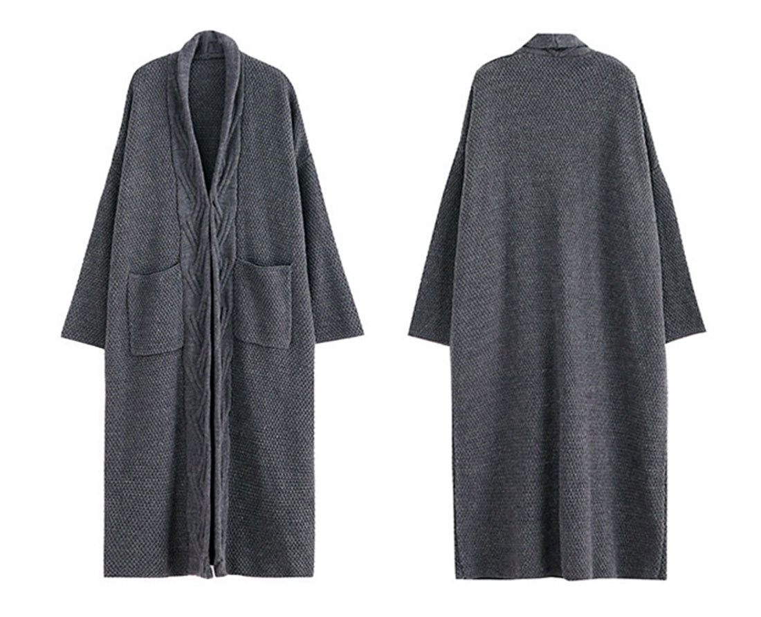 Diamond Long Cardigan Sweater with Pocket Details 1