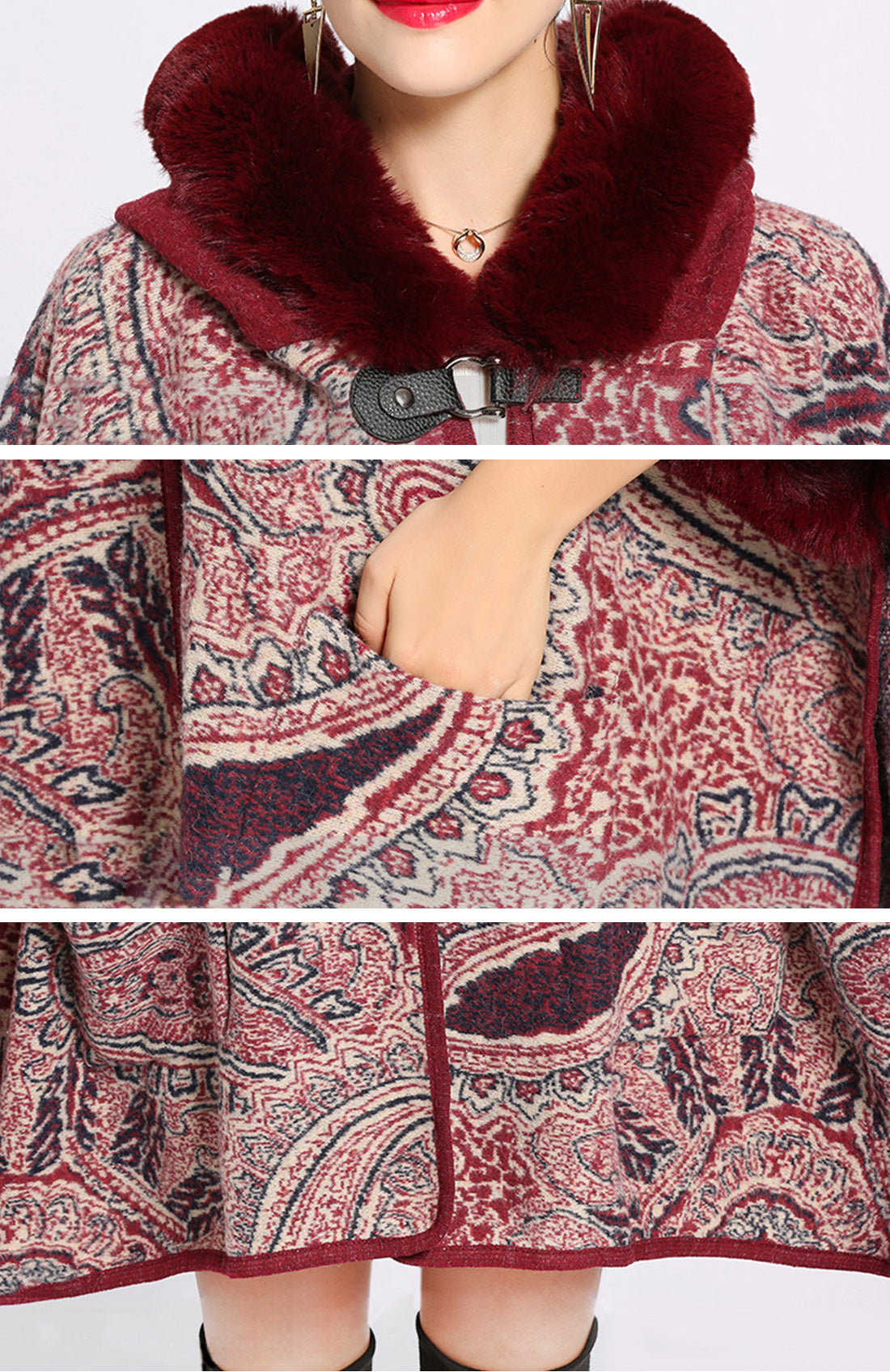 Amiable Outfitting Fluffy Plus Size Cape Cardigan Details