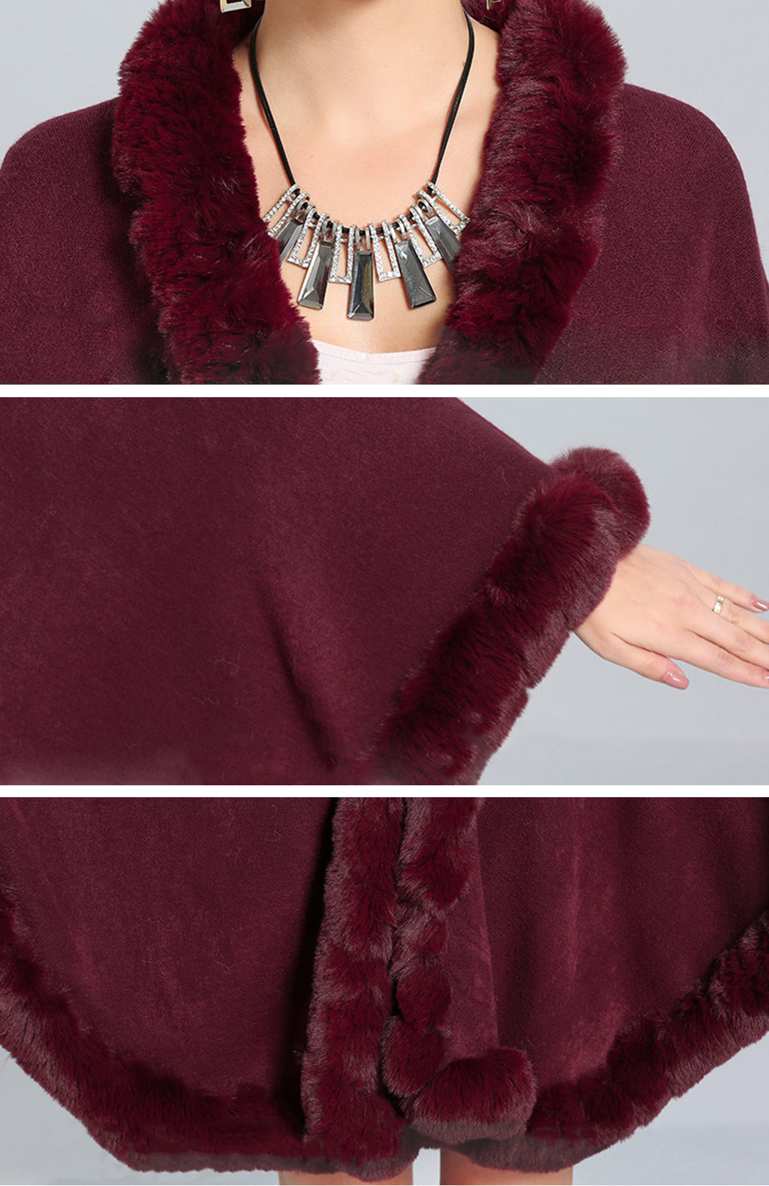 Fine and Fancy Poncho Plus Size Caped Coat Details