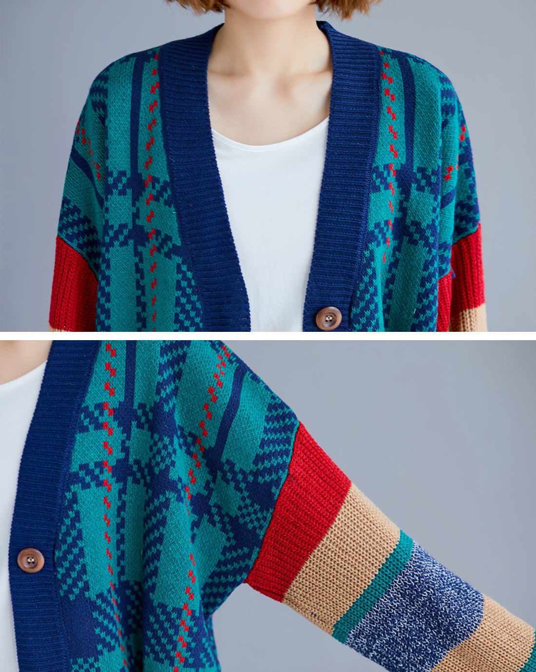 Make Mine Cozy Fair Isle Cardigan Sweater Details 1