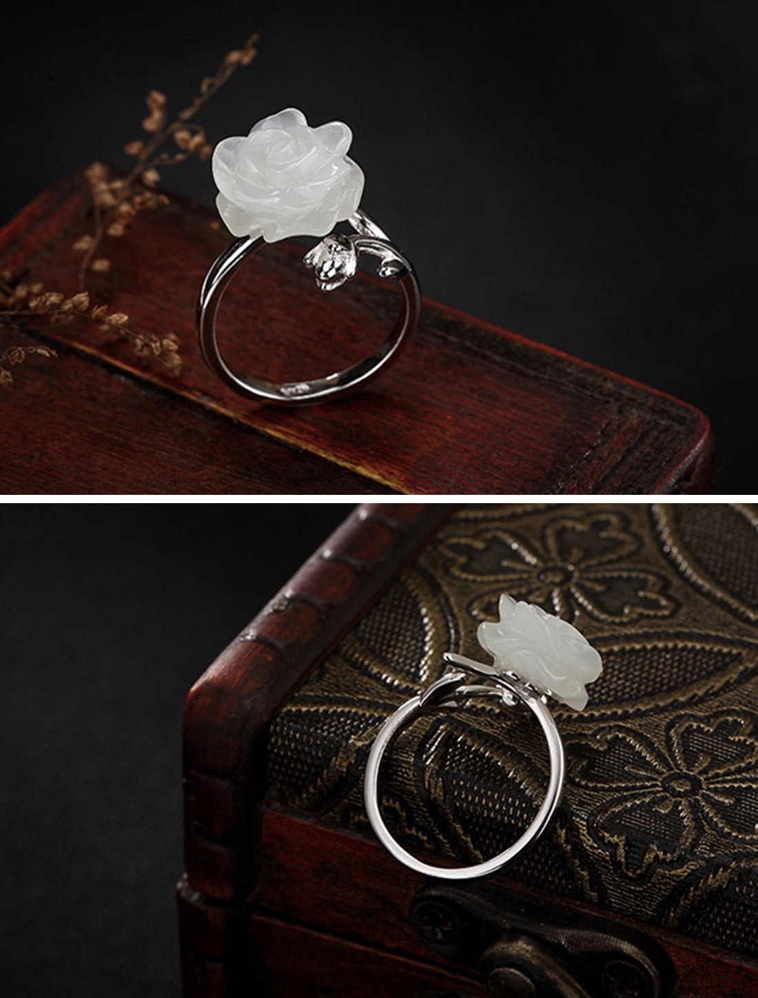 You Stun Me White Flower Rings Details 1