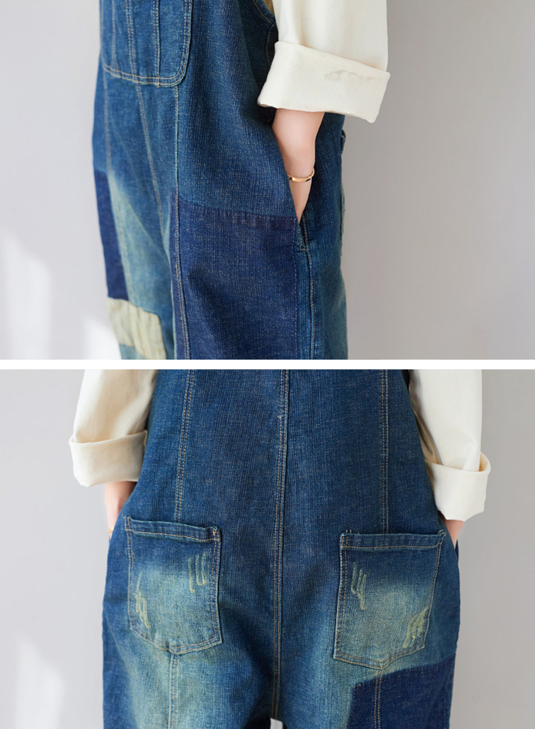 The Kellianne Patched Denim Overalls Dungarees Details 2