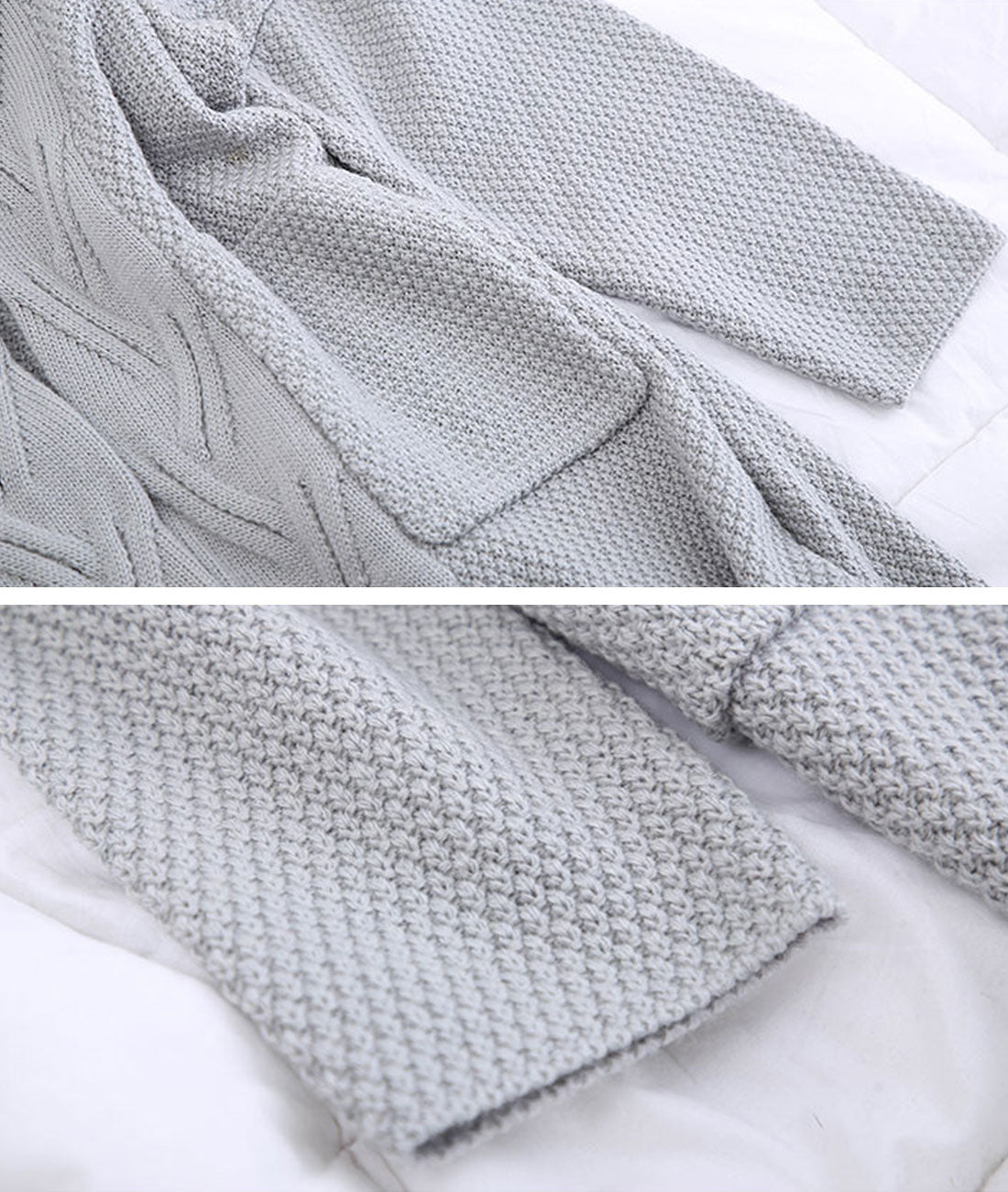 Diamond Long Cardigan Sweater with Pocket Details 5