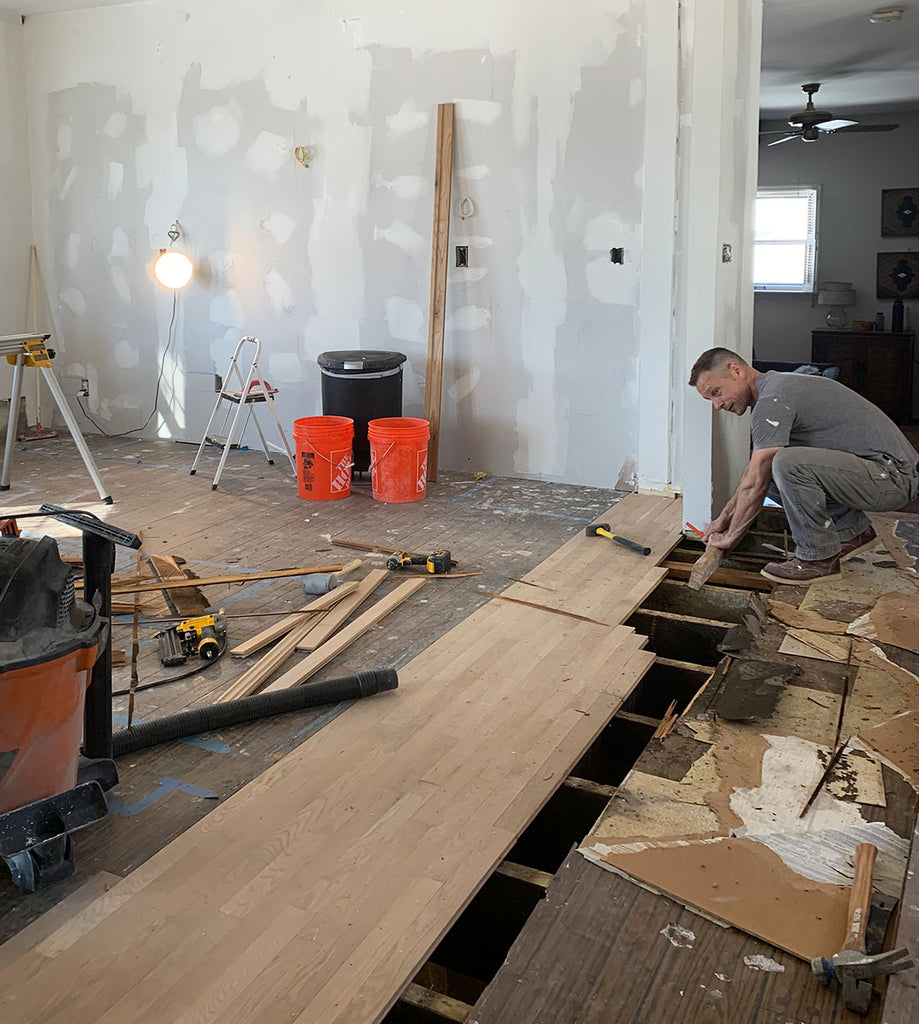 Replacing hardwood flooring in the kitchen