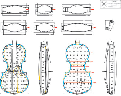 Technical drawing, Amati King Henry IV violin