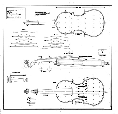Technical drawing, Cerin violin, 1792