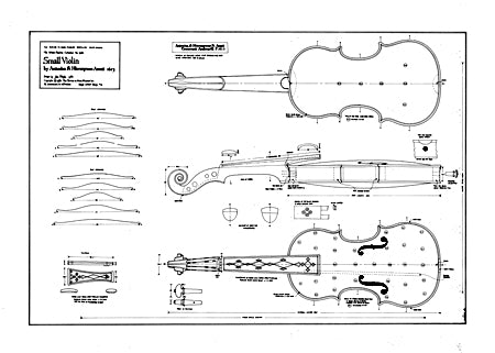 Technical drawing, Amati violino piccolo, 1613