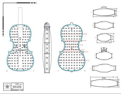 Technical drawing of Stainer Violin, 1668