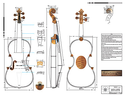 Technical drawing of Stainer Violin, 1668