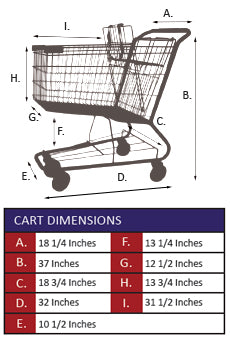 AMW-45 Metal Wire Shopping Cart Specifications