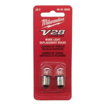 Milwaukee 49-81-0040 V28 Replacement Work Light Bulbs, 2 Bulbs per Package