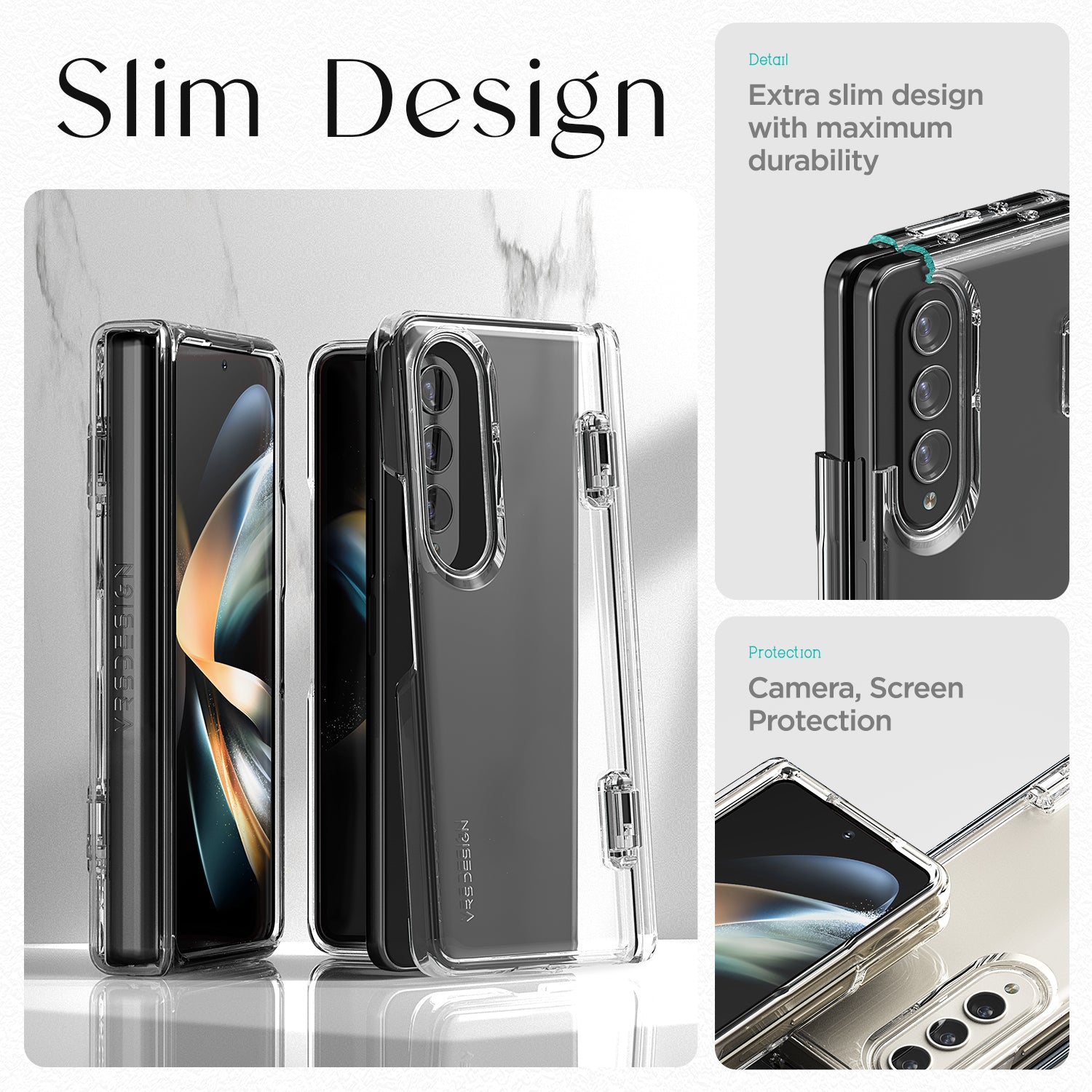 Samsung Galaxy Z Fold 4 lightweight rugged clear case with multiple durable and convenient minimalism by VRS