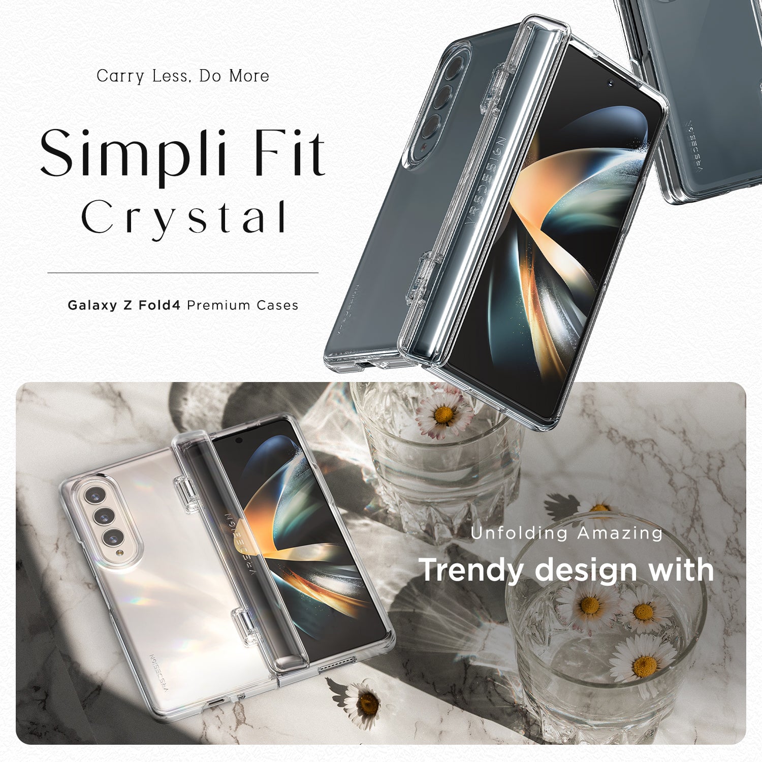 Samsung Galaxy Z Fold 4 lightweight rugged clear case with multiple durable and convenient minimalism by VRS