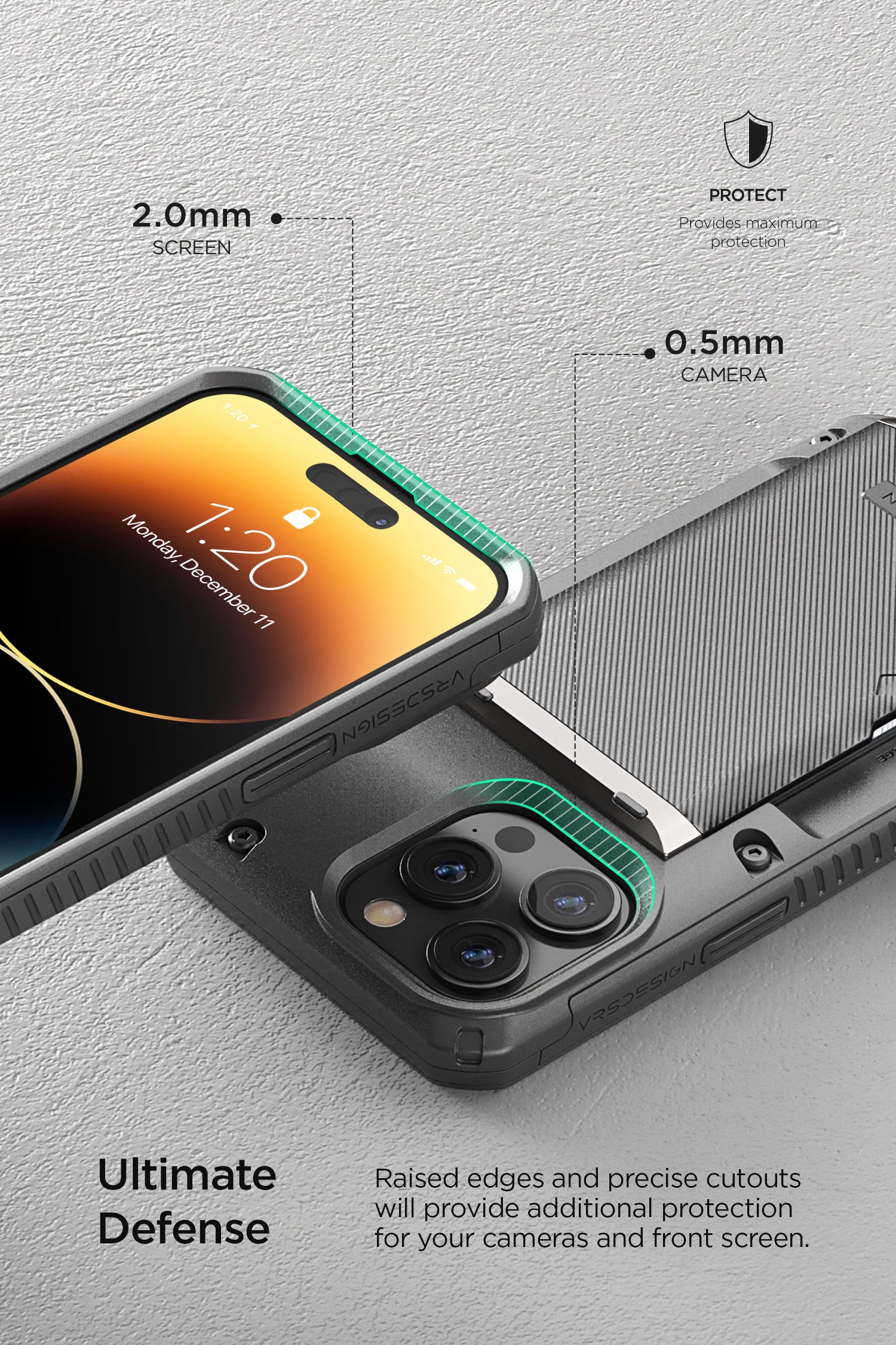 VRS Design iPhone 14 Pro max Case Damda Glide Pro Wallet Case Groove Metal Black