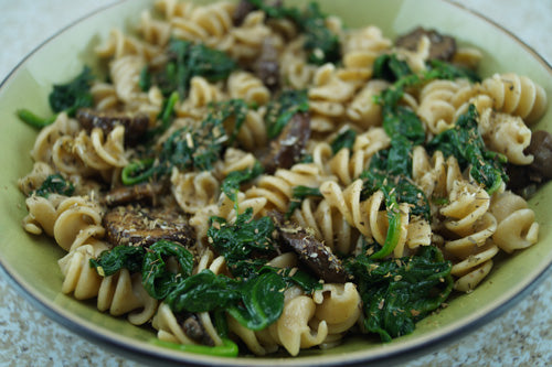 pasta-spinach-mushroom-skillit-recipes-skillet-cooing