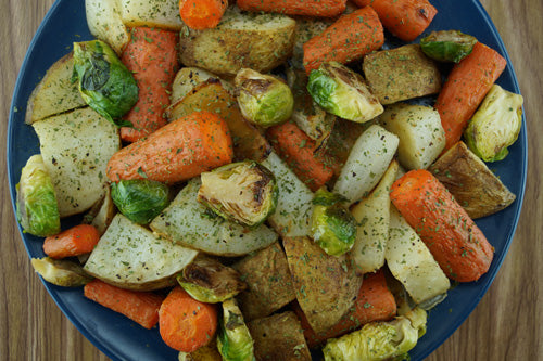 Easy One-Tray Roast with Sprouts, Carrots, Onions & Taters | Skillet Recipes
