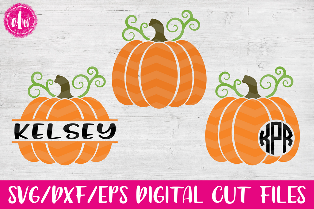 Monogram & Split Pumpkin - SVG, DXF, EPS - AFW Designs