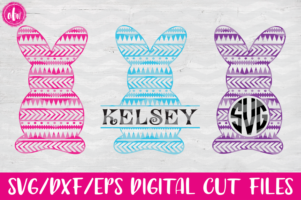 Download Split & Monogram Aztec Bunny - SVG, DXF, EPS - AFW Designs