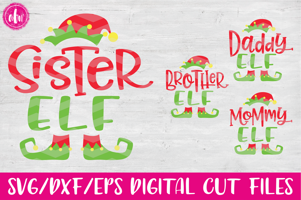 Download Elf Family Set of 4 - SVG, DXF, EPS - AFW Designs