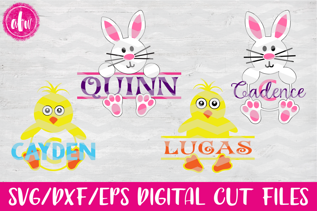 Download Split & Monogram Bunny & Chick Bundle - SVG, DXF, EPS ...