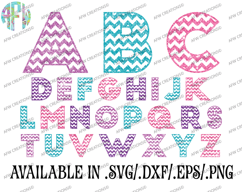 Download Chevron Pattern Letters - SVG, DXF, EPS - AFW Designs