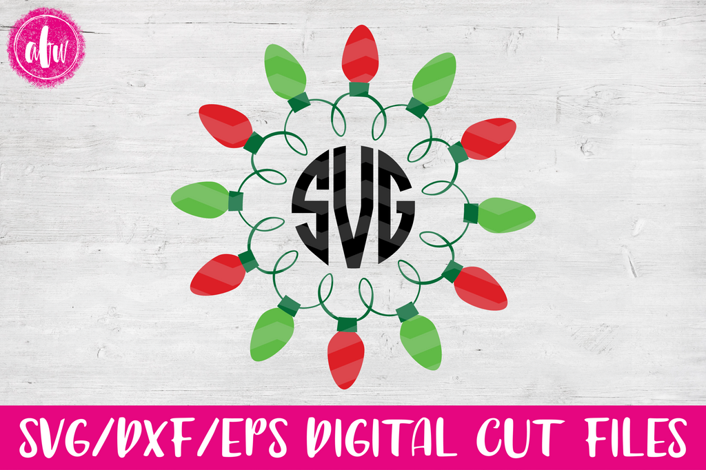 Christmas Lights Monogram 1 - SVG, DXF, EPS - AFW Designs