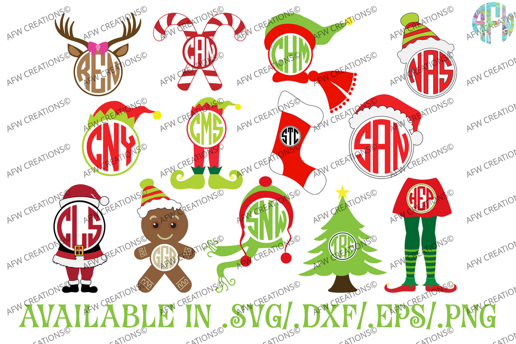 Download *Christmas Monogram Bundle - SVG, DXF, EPS - AFW Designs