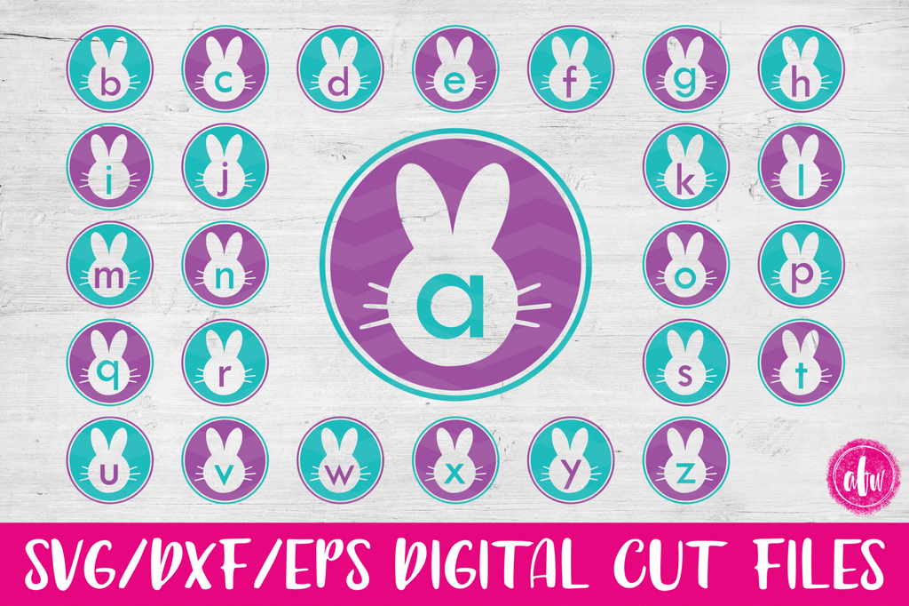 Download Bunny Monogram Initials Bundle - SVG, DXF, EPS - AFW Designs