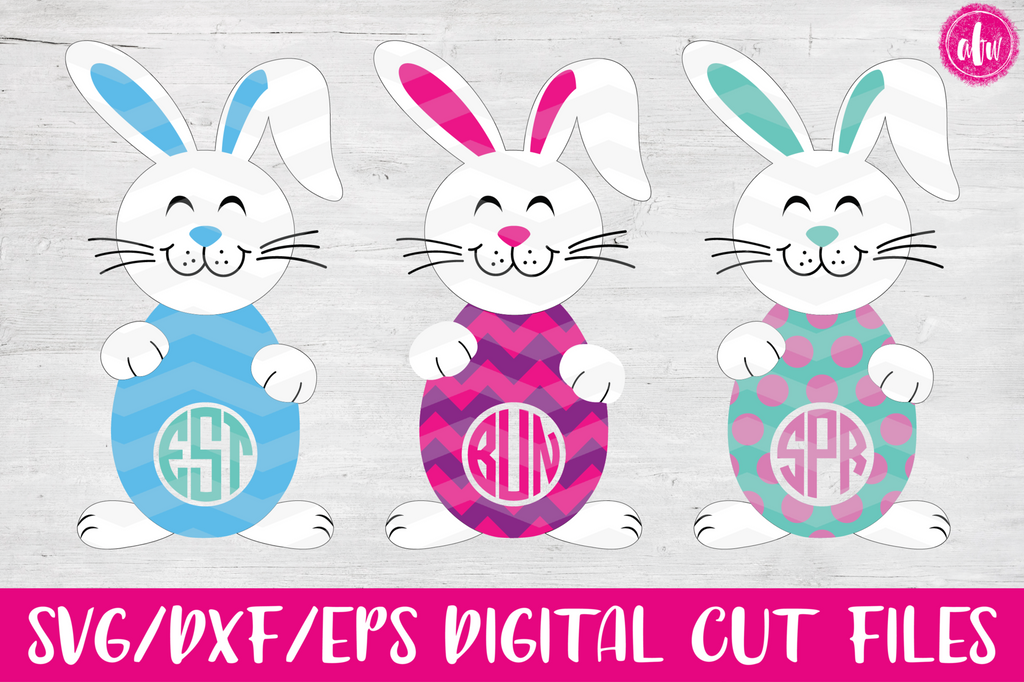 Download Monogram Easter Bunny Eggs - SVG, DXF, EPS - AFW Designs