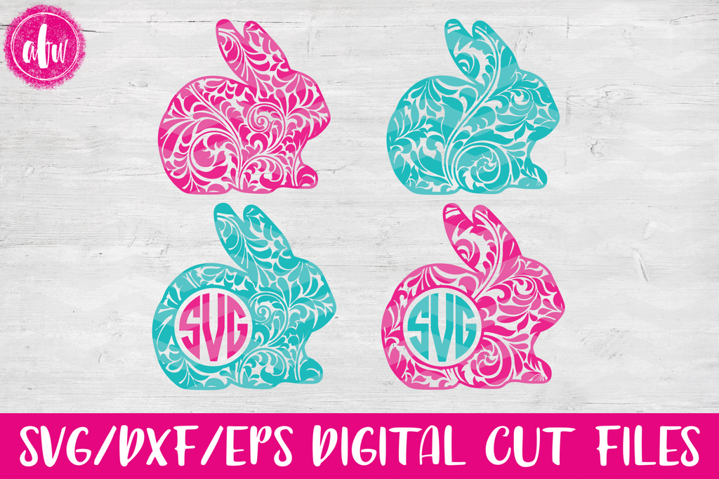 Download Monogram Flourish Bunny - SVG, DXF, EPS - AFW Designs