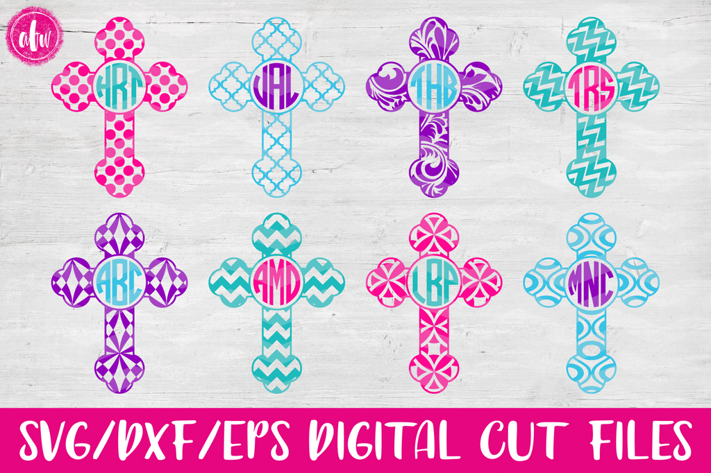 Download Monogram Pattern Cross - SVG, DXF, EPS - AFW Designs