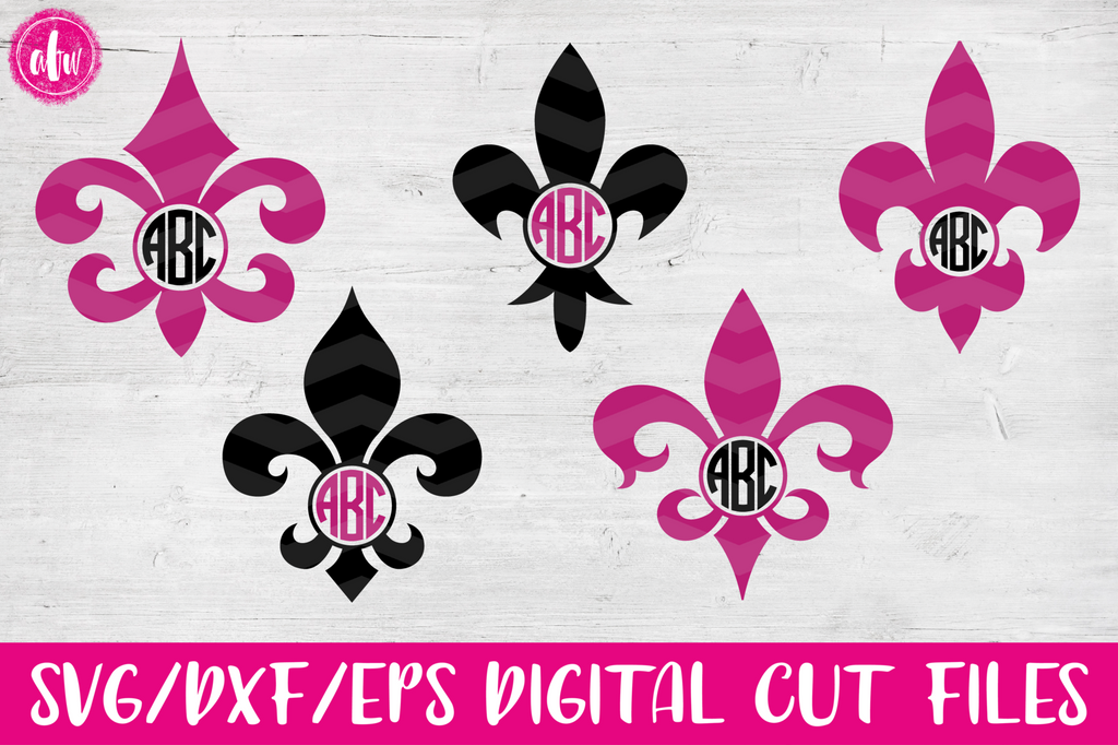 Download Monogram Fleur de Lis Set #1- SVG, DXF, EPS - AFW Designs